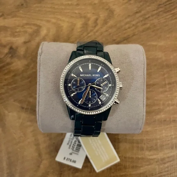 Michael Kors Teal Watch with Crystal Details - Picture 3 of 3